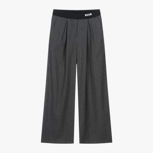 MSGM-بنطلون بأرجل واسعة لون رمادي للبنات | Childrensalon Outlet