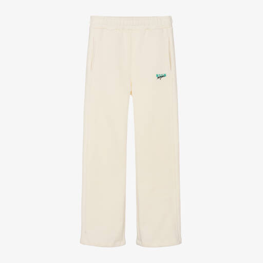 MSGM-Girls Cream Cotton Relaxed Trousers | Childrensalon Outlet