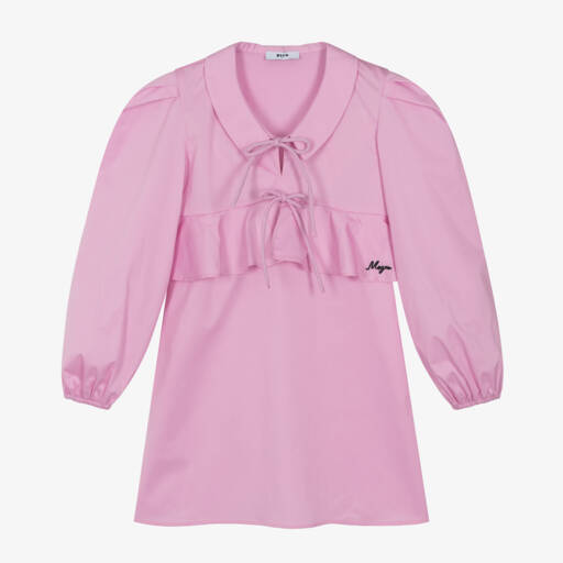 MSGM-Girls Elegant Pink Frill Dress | Childrensalon Outlet