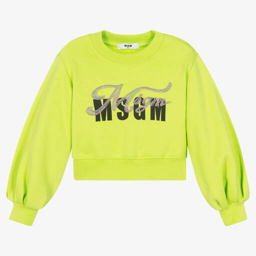 MSGM-Зеленый свитшот для девочек | Childrensalon Outlet