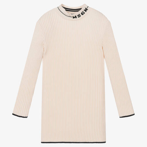 MSGM-فستان مزيج فيسكوز محبوك لون عاجي | Childrensalon Outlet
