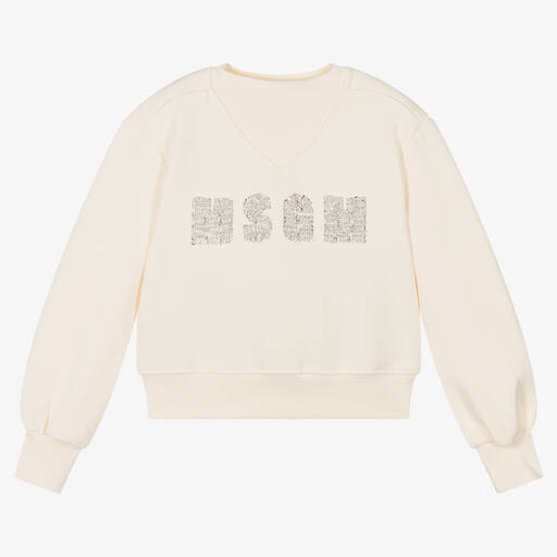 MSGM-Girls Ivory Logo Sweatshirt | Childrensalon Outlet