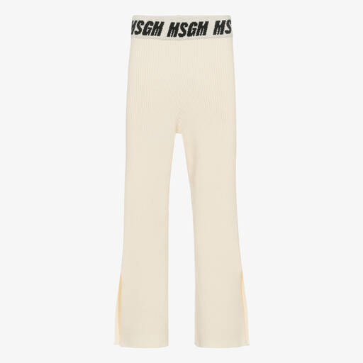 MSGM-Elfenbeinfarbene Rippstrickhose | Childrensalon Outlet