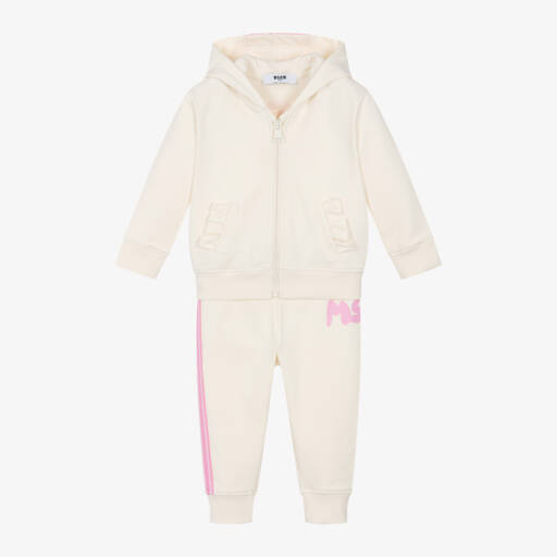 MSGM-Кремовый спортивный костюм из хлопка для девочек | Childrensalon Outlet