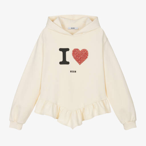MSGM-هودي لون عاجي بطبعة قلب للبنات | Childrensalon Outlet