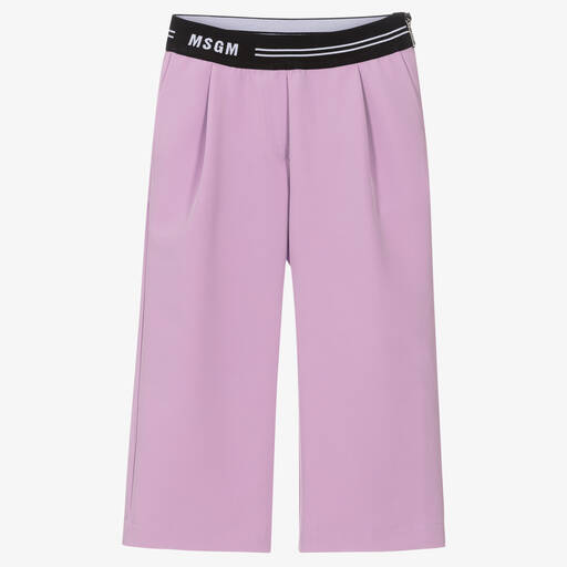 MSGM-Girls Lilac Purple Logo Trousers | Childrensalon Outlet