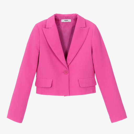 MSGM-Girls Pink & Black Heart Blazer | Childrensalon Outlet