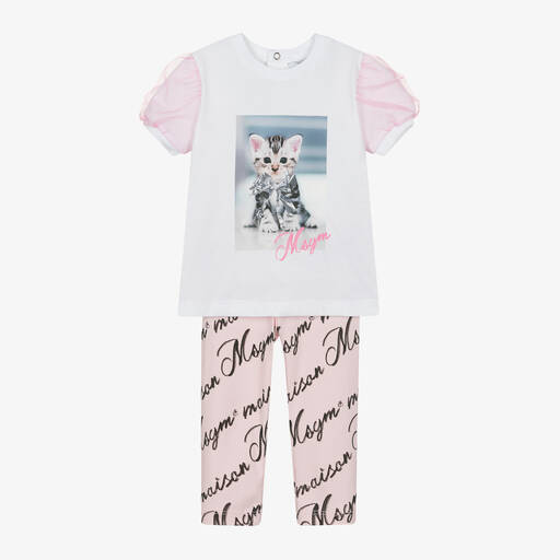 MSGM-Girls Pink Cotton Leggings Set | Childrensalon Outlet