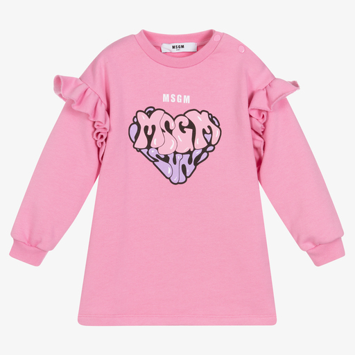 MSGM-Розовое хлопковое платье для девочек | Childrensalon Outlet