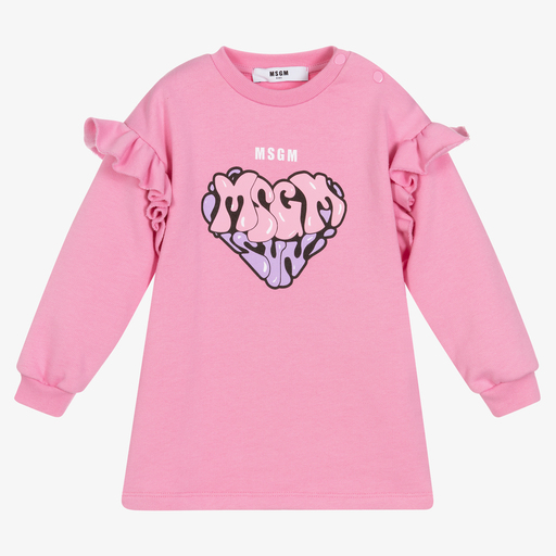 MSGM-Розовое хлопковое платье для девочек | Childrensalon Outlet
