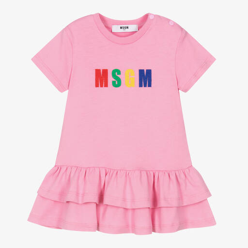 MSGM-فستان أطفال بناتي قطن لون زهري | Childrensalon Outlet