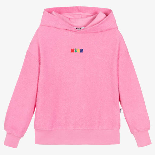 MSGM-Girls Pink Cotton Logo Hoodie | Childrensalon Outlet