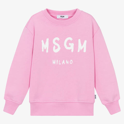 MSGM-Sweat-shirt rose en coton fille | Childrensalon Outlet