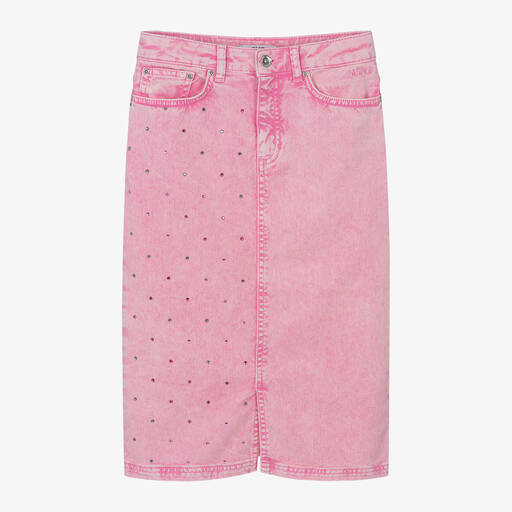 MSGM-Girls Pink Denim Midi Skirt | Childrensalon Outlet