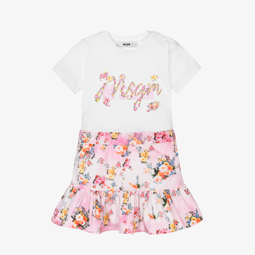 MSGM-Girls Pink Floral Skirt Set | Childrensalon Outlet
