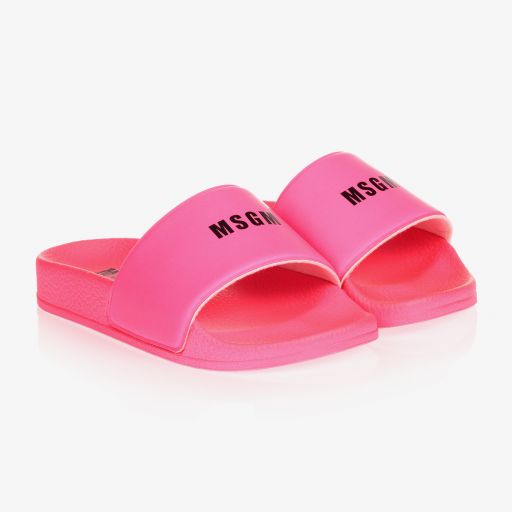 MSGM-Girls Pink Logo Sliders | Childrensalon Outlet