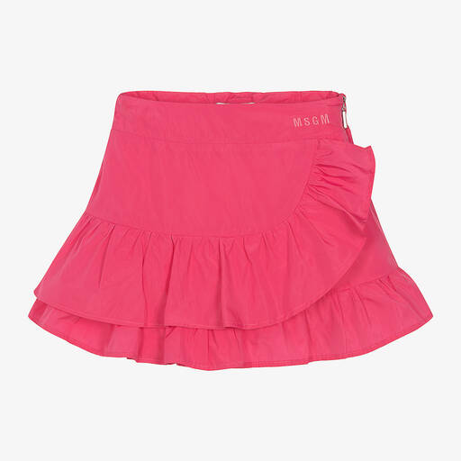 MSGM-Girls Pink Ruffle Taffeta Skirt | Childrensalon Outlet