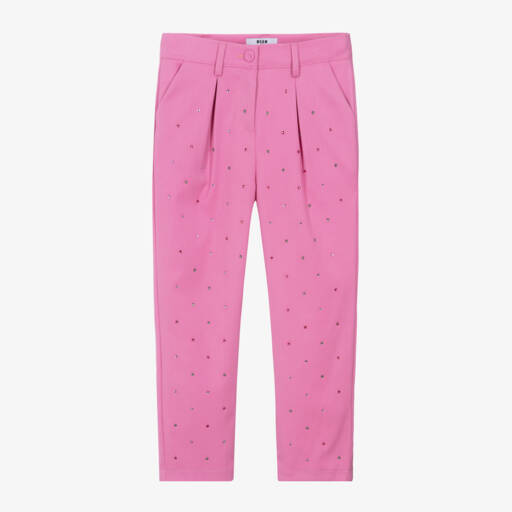 MSGM-Girls Pink Sparkle Viscose Trousers | Childrensalon Outlet