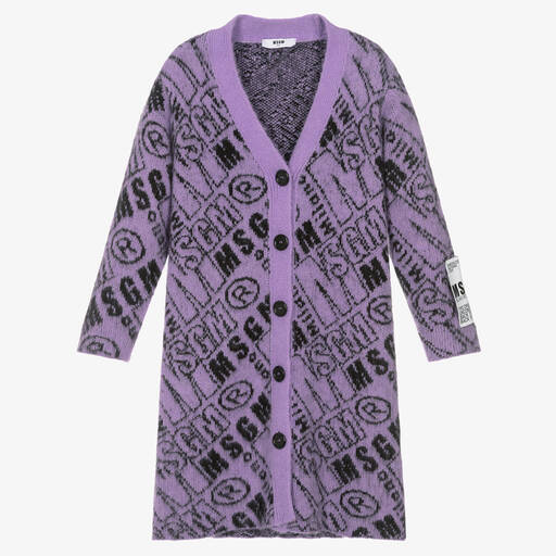 MSGM-Фиолетовое трикотажное пальто | Childrensalon Outlet