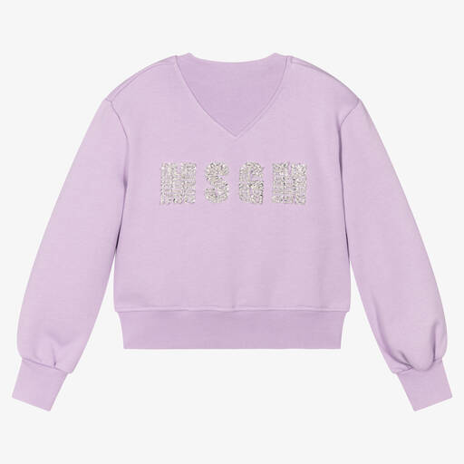 MSGM-Girls Purple Logo Sweatshirt | Childrensalon Outlet
