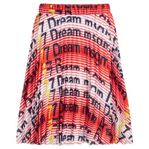 MSGM-Girls Red Pleated Skirt | Childrensalon Outlet