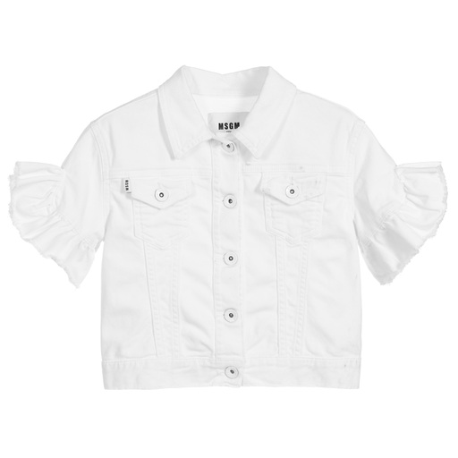 MSGM-Girls White Denim Jacket | Childrensalon Outlet