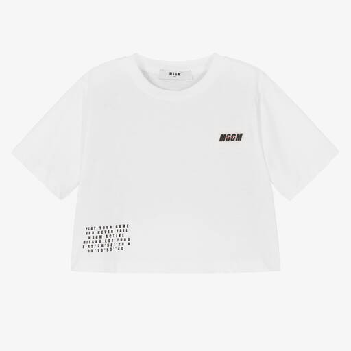 MSGM-Girls White Logo Boxy T-Shirt | Childrensalon Outlet