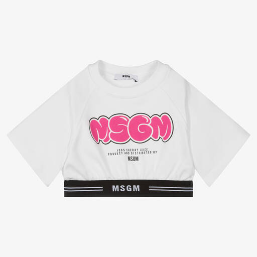 MSGM-Белый кроп-топ для девочек | Childrensalon Outlet