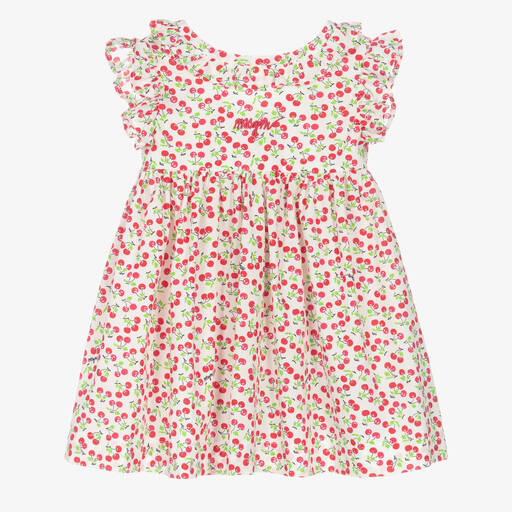 MSGM-Girls White & Red Cherry Print Dress | Childrensalon Outlet