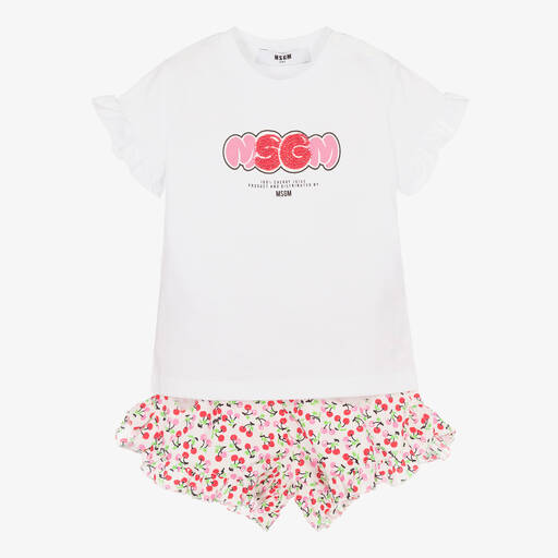 MSGM-Weiß geblümtes Top & Shorts Set (M) | Childrensalon Outlet