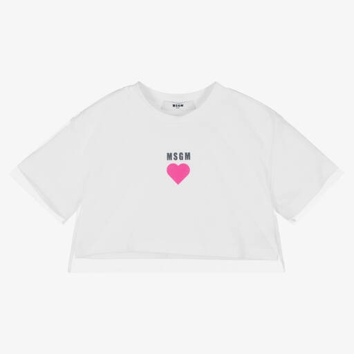 MSGM-Girls White Tulle Logo T-Shirt | Childrensalon Outlet