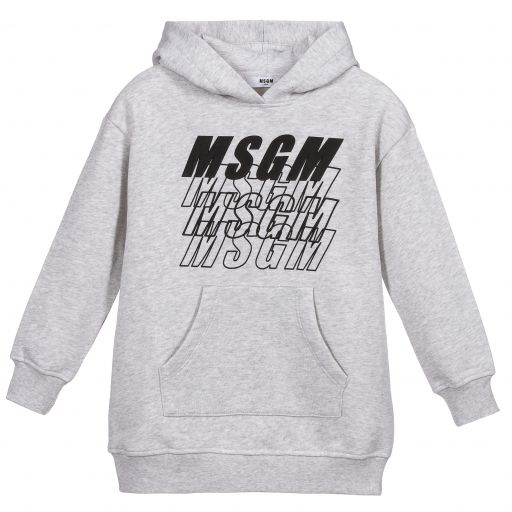 MSGM-Grey Hooded Sweatshirt Dress | Childrensalon Outlet