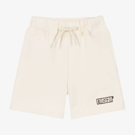 MSGM-Ivory Cotton Jersey Shorts | Childrensalon Outlet