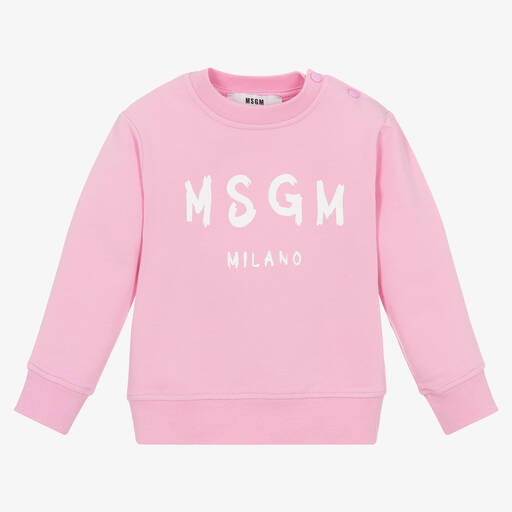 MSGM-Pink Cotton Jersey Sweatshirt | Childrensalon Outlet
