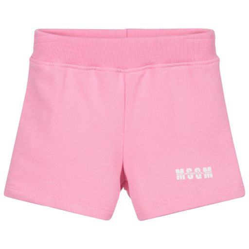 MSGM-Pink Cotton Logo Baby Shorts | Childrensalon Outlet