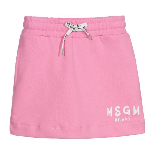 MSGM-Pink Jersey Logo Skirt | Childrensalon Outlet