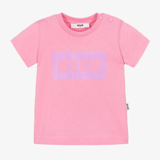 MSGM-Pink & Purple Logo T-Shirt | Childrensalon Outlet