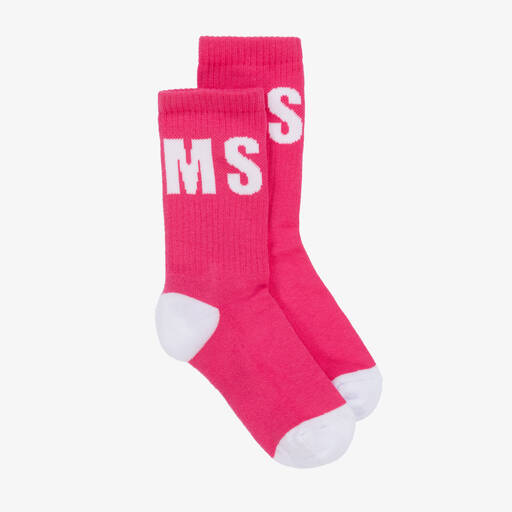 MSGM-Pink & White Cotton Ankle Socks | Childrensalon Outlet