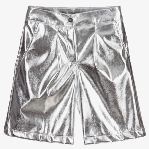 MSGM-Серебристые шорты из искусственной кожи | Childrensalon Outlet