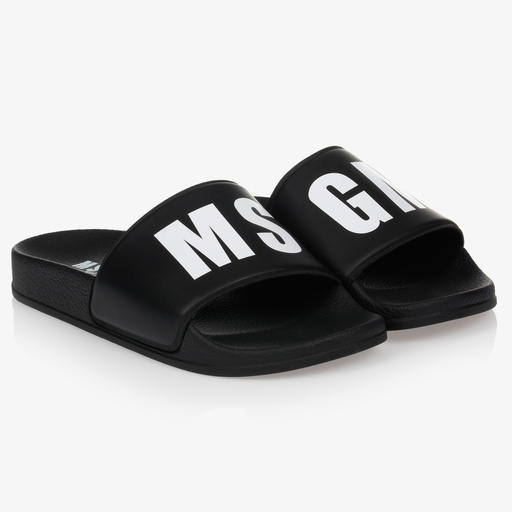 MSGM-Teen Black Logo Sliders | Childrensalon Outlet