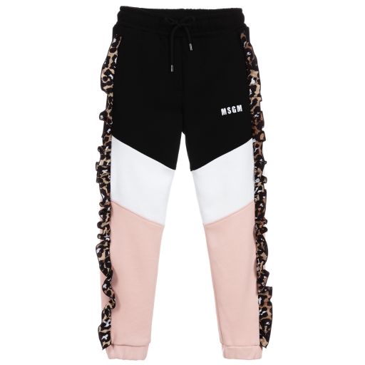 MSGM-Teen Black & Pink Logo Joggers | Childrensalon Outlet