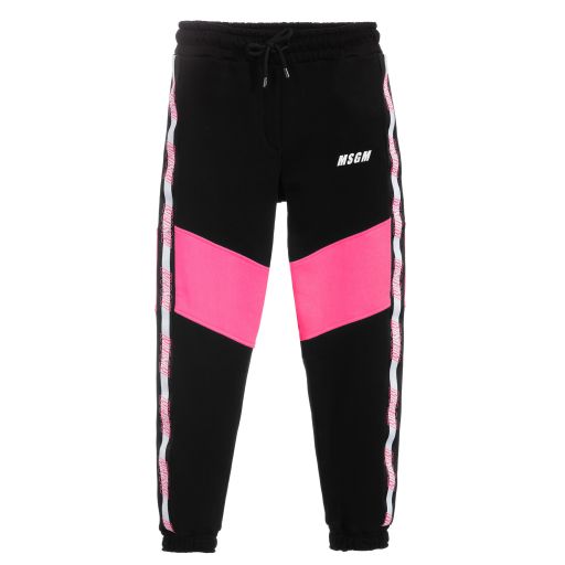 MSGM-Teen Black & Pink Logo Joggers | Childrensalon Outlet