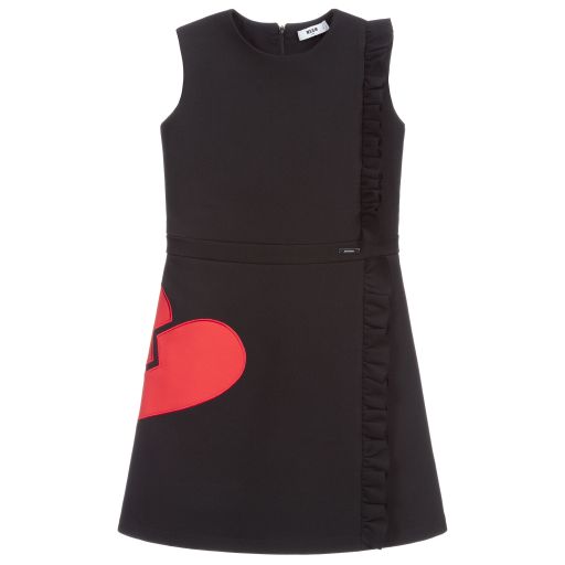 MSGM-Teen Black & Red Heart Dress | Childrensalon Outlet