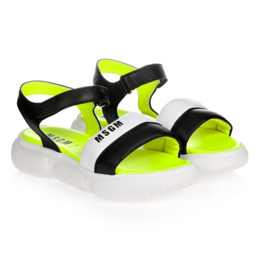 MSGM-Teen Black & White Sandals | Childrensalon Outlet