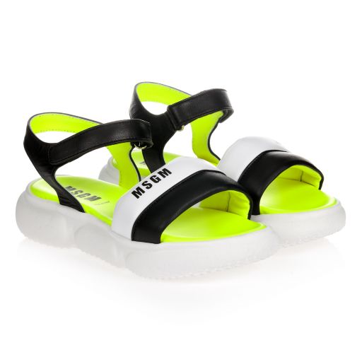 MSGM-Черно-белые сандалии для подростков | Childrensalon Outlet