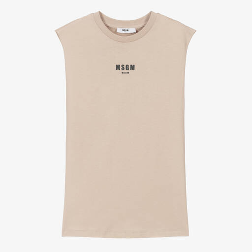 MSGM-Teen Boys Beige Cotton Sleeveless Top | Childrensalon Outlet