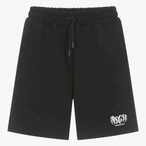 MSGM-Teen Boys Black Cotton Jersey Shorts | Childrensalon Outlet