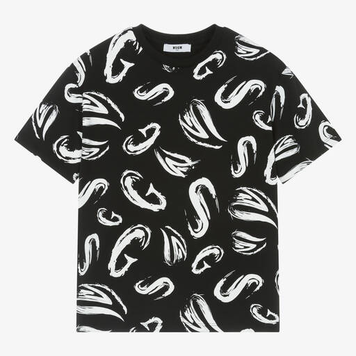 MSGM-Teen Boys Black Cotton T-Shirt | Childrensalon Outlet