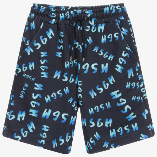 MSGM-Teen Boys Blue Logo Shorts | Childrensalon Outlet