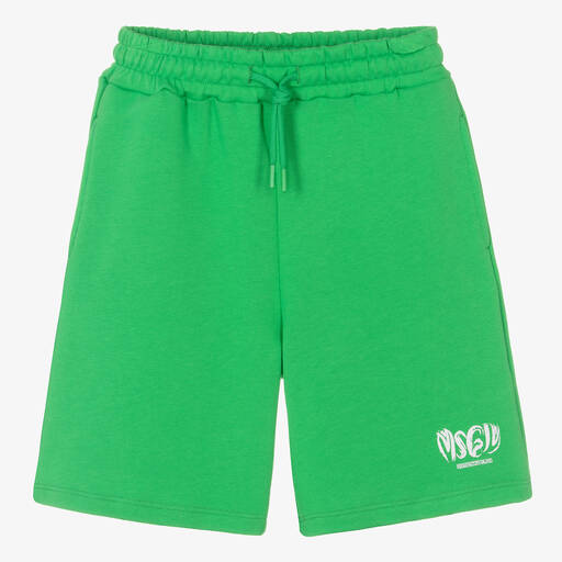 MSGM-Teen Boys Green Cotton Jersey Shorts | Childrensalon Outlet